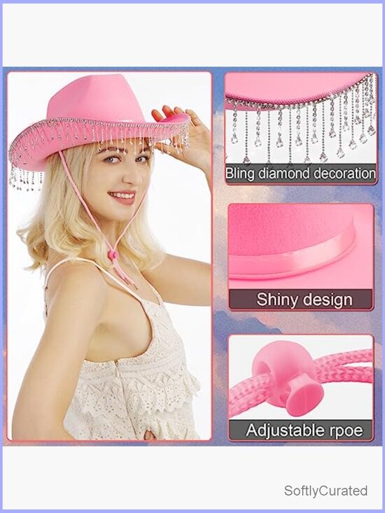 Bridal Cowgirl Hat Rhinestone Bachelorette Party Felt Western Accessory main image 4